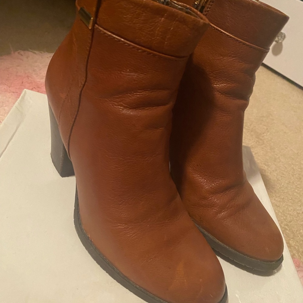 Brown Leather Ankle Booties
